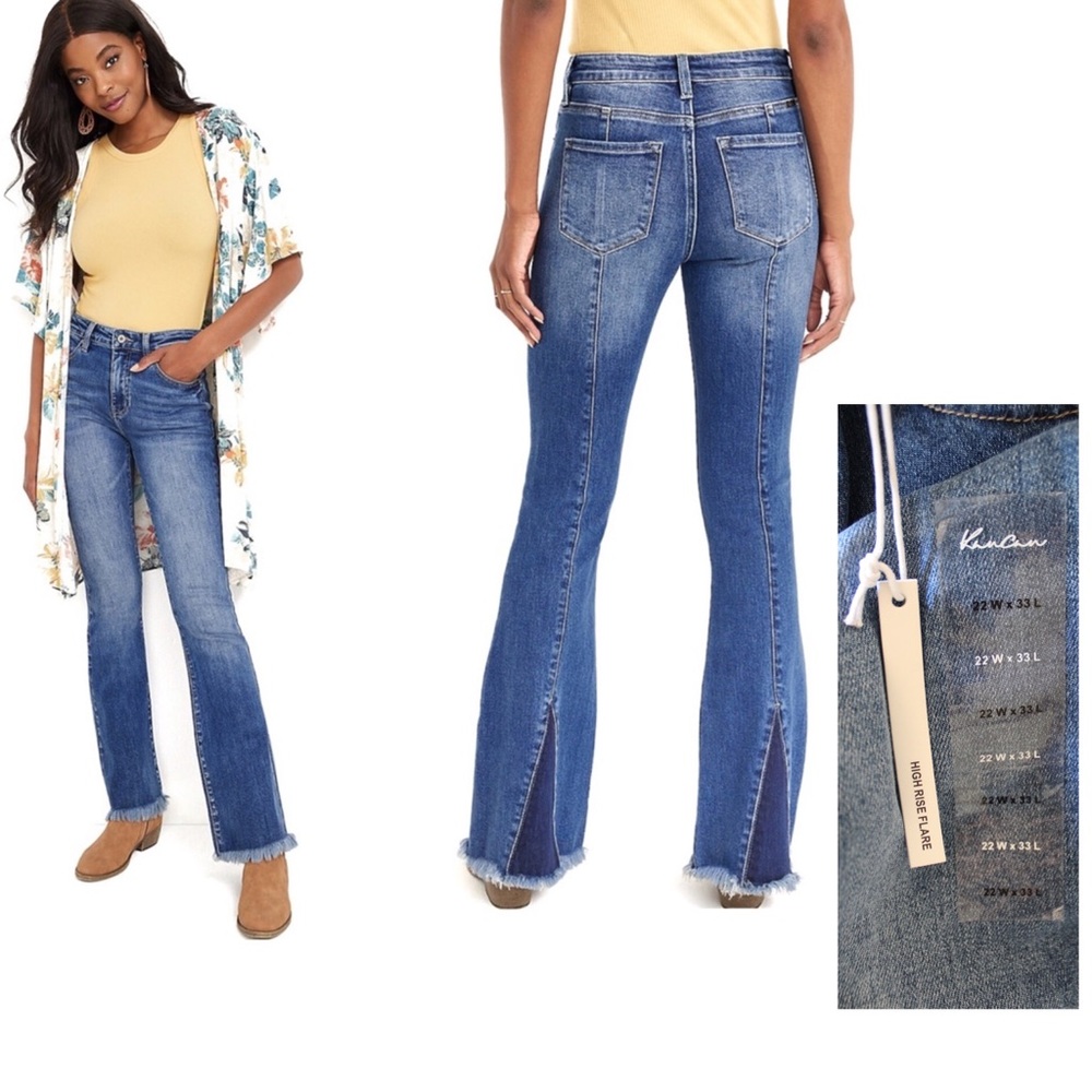 NEW KanCan Flare High Rise Back Seam Jeans Plus Size 22 Long